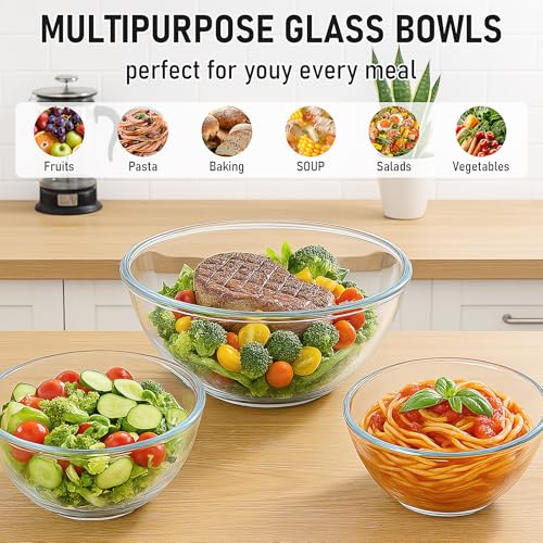 Juego de 3 tazones de vidrio con tapa 4.4, 2.7 y 2.1 QT miniatura 6