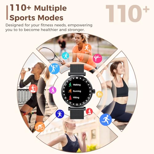 Image of Matast Smart Watch for Women, 1.19 inch AMOLED Display Fitness Tracker Bluetooth Make /Answer Call, Watches with 110+ Sports Modes /Heart Rate /SpO2 /Sleep Monitor, Smartwatch IP68 Waterproof for Android iOS