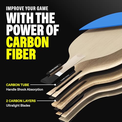 Image of PRO-SPIN Ping Pong Paddles - ITTF Approved Professional Table Tennis Rackets with Carbon Fiber for Superior Control | 7-Ply Blade, Premium Rubber, 2.0mm Sponge