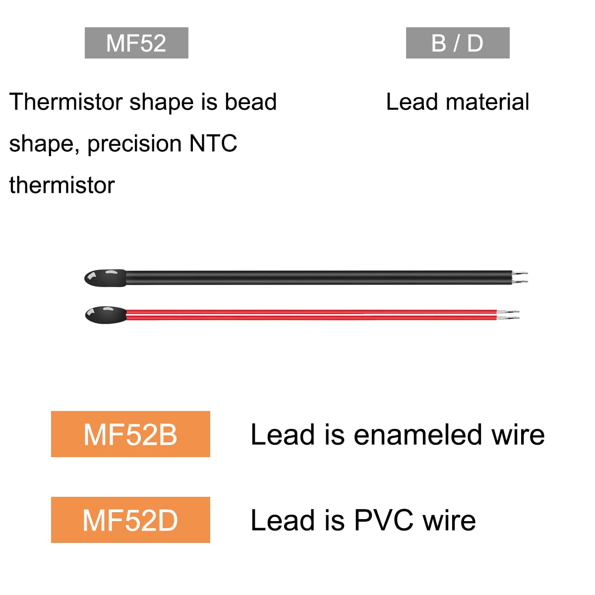 NTC Resistors Thermistor, 10 PCS 10K Ohm 100K Ohm MF52D 3435 3950 Temperture Sensor 1% Accuracy Value High Sensitivity for Temperature Measurement