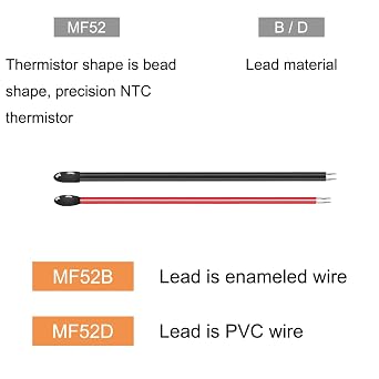 10 PCS NTC Resistors, Thermistor 10K Ohm 100K Ohm MF52D 3435 3950 Temperture Sensor 1% Accuracy Value High Sensitivity for Temperature Measurement