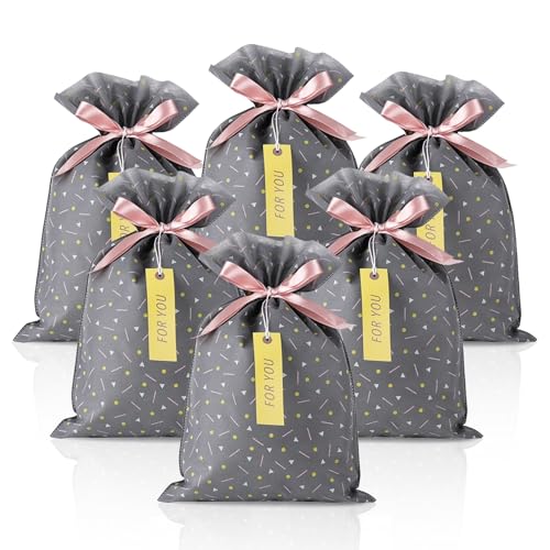 Yatinbos Reusable Cloth Gift Wrap Bags (Set of 6)