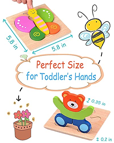 Wooden Puzzles For Toddlers 1-3 Toys Gifts For 1 2 3 Year Old Boys Girls, 6 Pack Animal Jigsaw Toddler Puzzles, Learning Educational Preschool Toys #TOP5