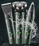 HPLRZXI Rechargeable Cordless 4D Electric Shaver, Mens Electric Shaver Wet Dry IPX7 Waterproof with