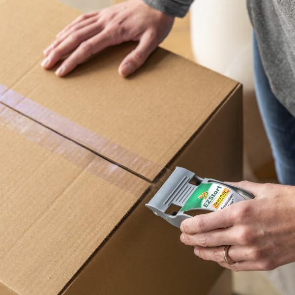 Image of Duck EZ Start Clear Packing Tape with Dispensers - 6 Rolls of Quiet Easy Start Packaging Tape for Boxes, Shipping, Moving & Storage, 1.88 Inch x 55 Yards Each (1259457)