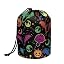 Halloween Bats Moon Mushroom Pumpkin - Black