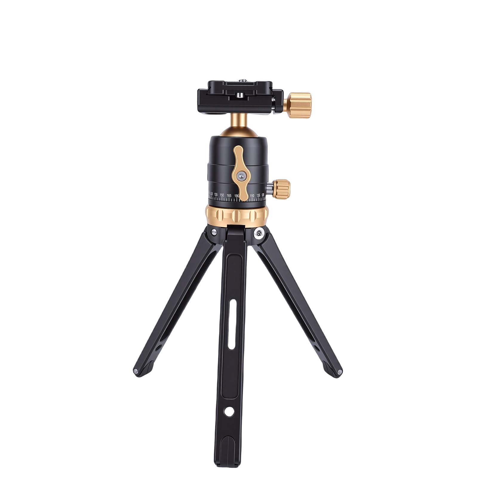 Mini Treppiede da Tavolo Portatile, Treppiede per Fotocamera Allungabile con Testa a Sfera a 360°, Piastra a Sgancio Rapido, Vite da 1/4 di Pollice, Treppiedi da Scrivania Regolabili in (GOLD)