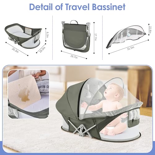 image for ISELECTOR Portable Baby Bassinet Travel Baby Bed, Baby Cribs Travel Po
