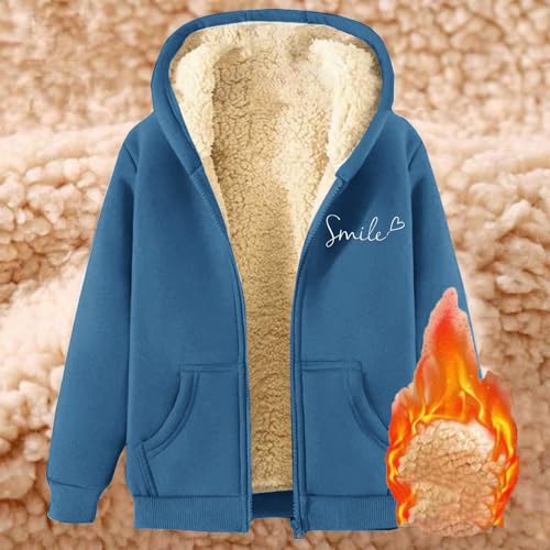 Unisex Boys Girls Fleece Jacket Hoodie Sherpa Lined Zip Up Hooded Sweatshirt Kids Winter Jackets3