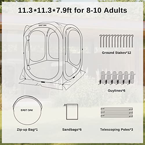 Image of East Oak Screen House Tent Pop-Up, Portable Screen Room Canopy Camping 12 x 12 FT with Carry Bag for Patio, Backyard, Deck & Outdoor Camping Activities, Beige