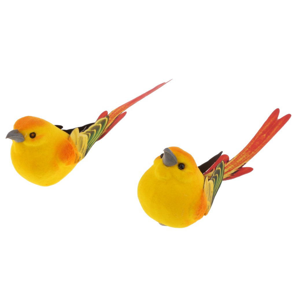 2pcs Artificial Realistic Decor Fake Bird Simulation Home Ornament Bird