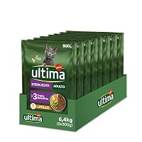 Ultima Sterilizzati Adult Pollo - Crocchette per Gatti - Confezione da 8 x 800 g