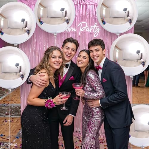 Image of KatchOn, Silver Balloons - 22 Inch, Pack of 6 | Silver Mylar Balloons for Silver Birthday Decorations | 4D Shiny Chrome Foil Balloon for Engagement, Bridal Shower, Silver Party Decorations