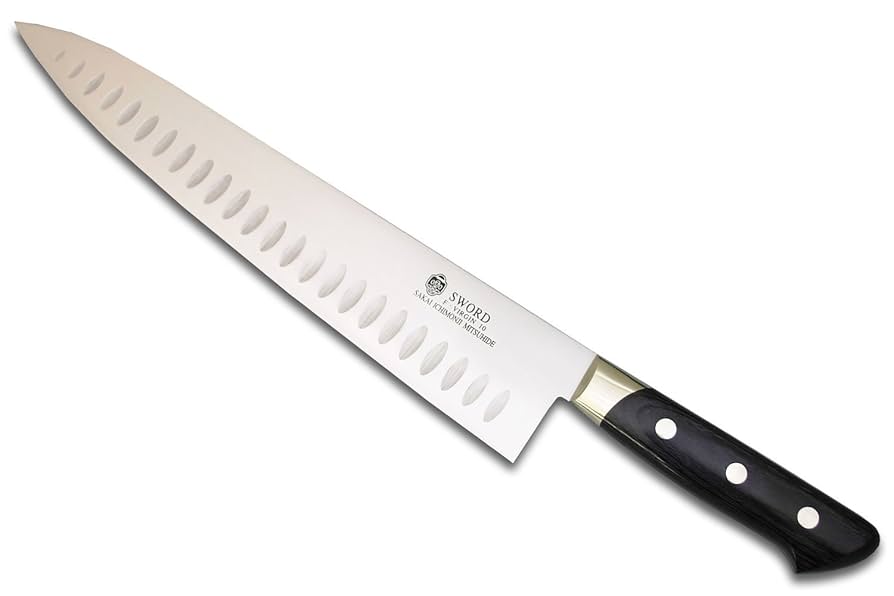 堺一文字光秀 V10 筋引き 包丁 9寸 中古品 Amazon|堺一文字光秀 洋包丁 サビに強い ステンレス 全鋼 FV10
