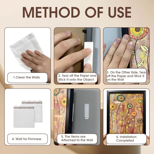 36 Paar Bilder Montage Strips, Command Strips Bilder Aufhängen Ohne Bohren Wiederverwendbare Powerstrips für Fotos Rahmen Weihnachtsdekorationen Selbstklebende Posterleisten für glatte Oberflächen