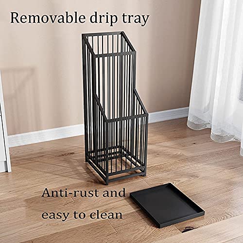 Image of 567766 Umbrella Stand- Black Metal Umbrella Stand, Umbrela Storage Bucket for Household Commercial Hotel Bank, with Detachable Drip Tray, Easy to Clean