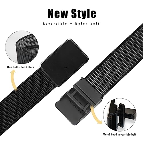 Reversible Nylon Belts 2-in-1 Adjustable Belt with Rotating Metal Buckle, Durable, Cut-to-Fit Tactical Work Belt3
