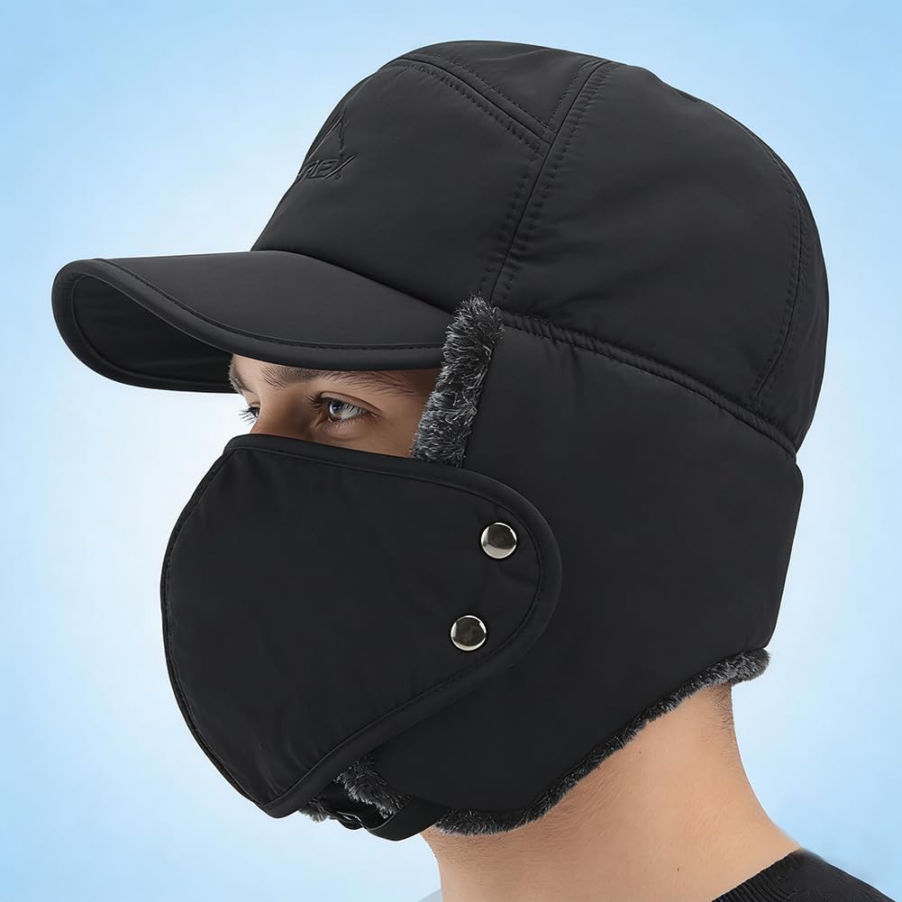 Men Winter Trapper Hat Warm Windproof Hunting Cap Thermal Ski Russian Hat with Earlflap Fleece Lined Ushanka Cap - Image 6