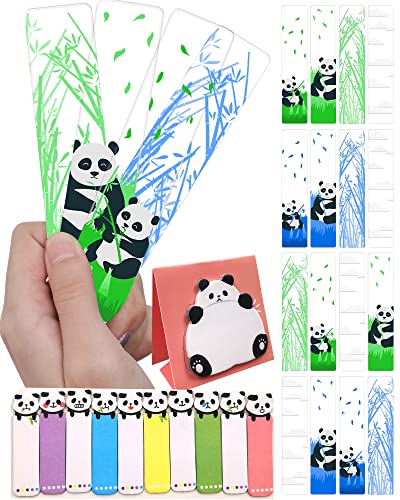 pandaonly Lot de 16 marque-pages en acrylique transparent avec notes autocollantes et marque-pages de page, pour fournitures de bureau, collègues, amateurs de livres, étudiants, cadeaux Cover