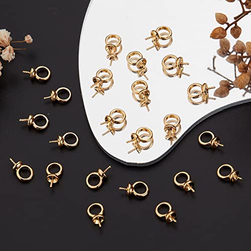 Beebeecraft 50Pcs/Box Eye Pin Bail Peg Pendants 18K Gold Plated Screw Eye Pinch Bails for Half Drilled Beads Jewelry Making Findings - Image 4