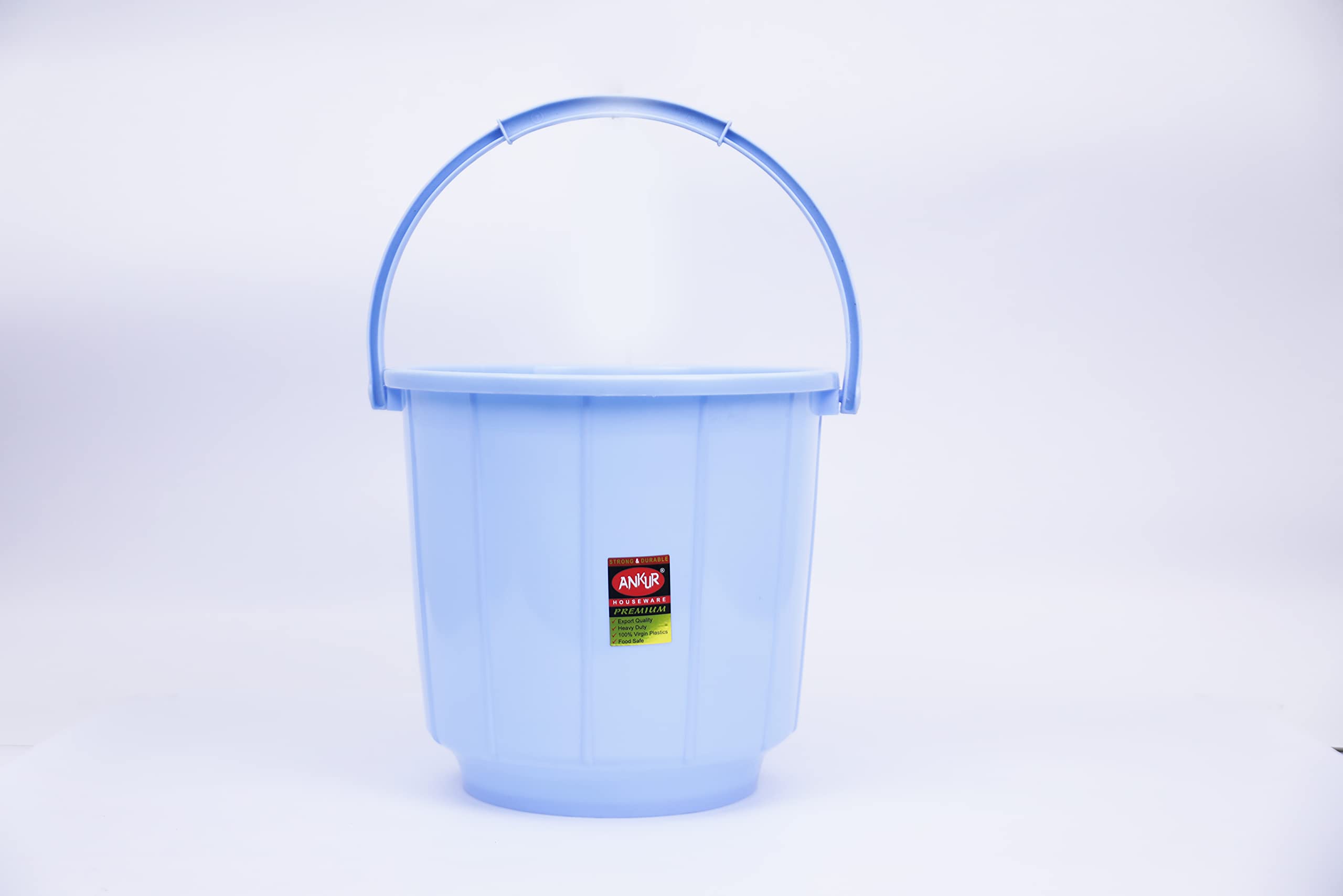 ANKUR Virgin Heavy Plastic Classic Strong Bathroom Unbreakable Bucket Capicity 7 Liter Set for Home, Kitchen & Bathroom Blue (Pack of 1)