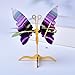 CHYIFSHIYM Natural Fluorite Butterfly Crystal Figurine – Hand-Carved Healing Crystal Angel Wing Sculpture with Golden Stand for Home Office Energy Décor
