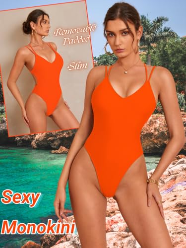 Image of ShawGobow Sexy Swimsuit for Women,Backless Scrunch Butt High Cut Monokini,One Piece Cheeky Bathing Suit Beach Pool Party