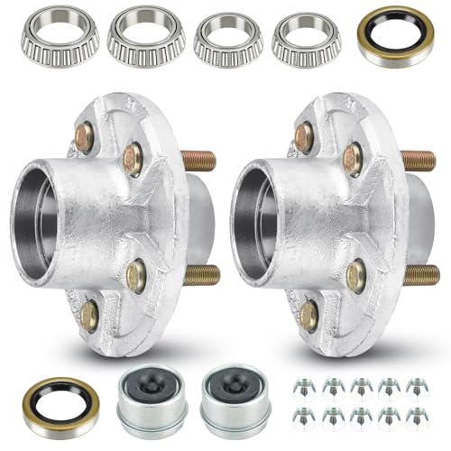 Image of SEHNSUCHT Trailer Wheel Idler Hub Kit, 5-Hole, 4.5 inch Bolt Idler Hub for 3500lb Trailer Axles, Fit 1-1 /16 inch to 1-3 /8 inch Tapered Shaft, Trailer Wheel Hub(Set-2 Hot Dip Galvanized, Not Fit Straight Shaft)