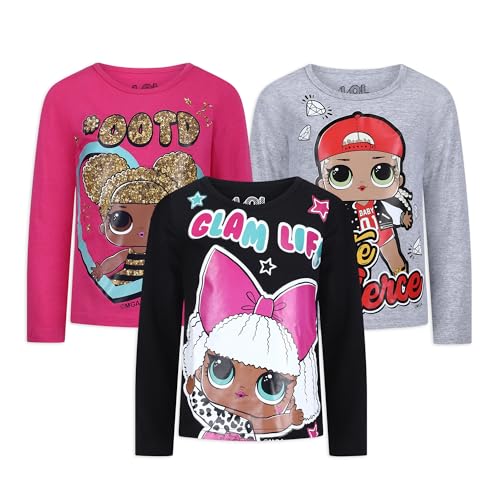 L.O.L. Surprise! Girls Long Sleeve Shirt 3 Pack for Little and Big Girls