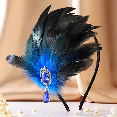 Genbree 1920S Flapper Headband Black Feather Headpiece Feather Hair Hoop Feather Headwear Cocktail Party Hair Accessories For Women And Girls #TOP24