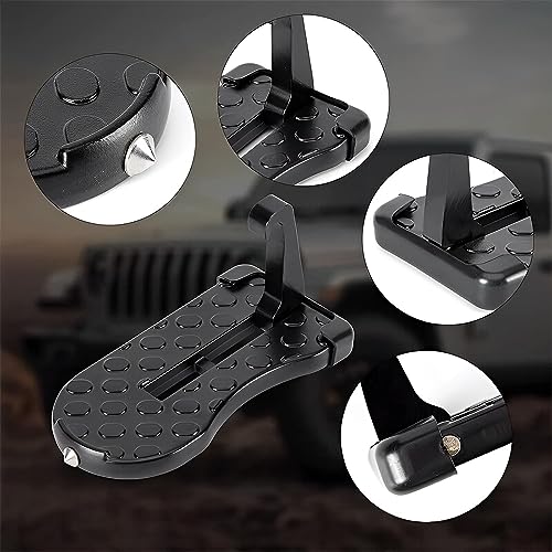 Auto Türstufe, 200kg Tragfähigkeit Auto Pedal Türstufe, Klappbare Trittbretter Autotür, Aluminiumlegierung Auto Pedal mit Sicherheitshammer SUV, RV, Geschäftsauto, Familienauto