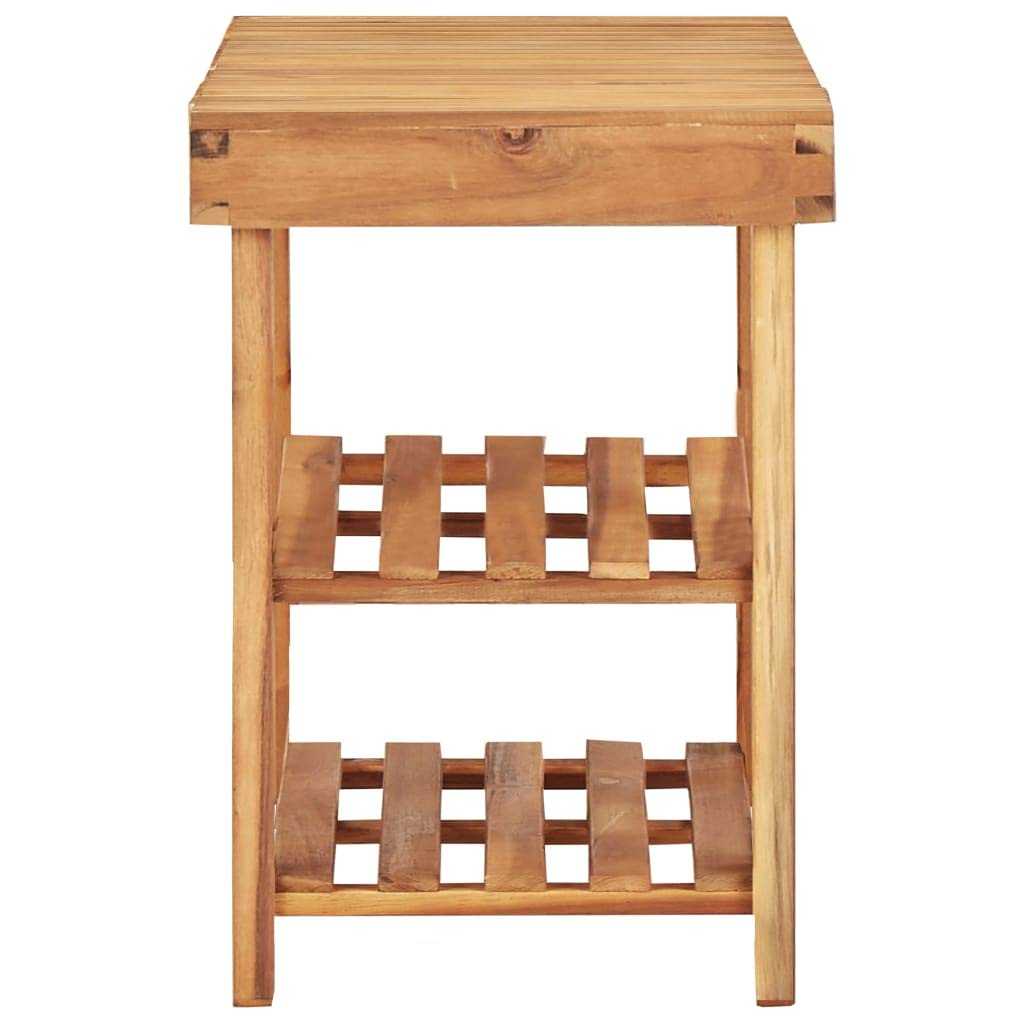 Schuhregal aus massivem Akazienholz 90 × 32 × 46 cm mit 2 Regalen und Stabiler Ablage, Schuhständer und Sitzbank für Flur Diele Eingangsbereich, platzsparend und robust für Schuhaufbewahrung