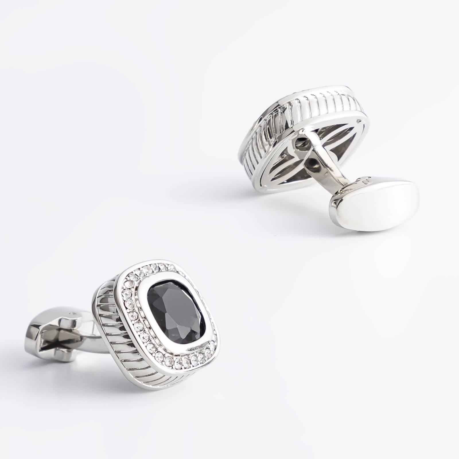 Bouton de Manchette Homme Argent, Boutons de Manchette Vintage Forme Carrée avec Zircone Cubique