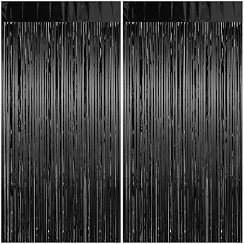 DAZAKA Cortina Decoracion Fiesta Negro 2 Pack 1m x 2m Cover