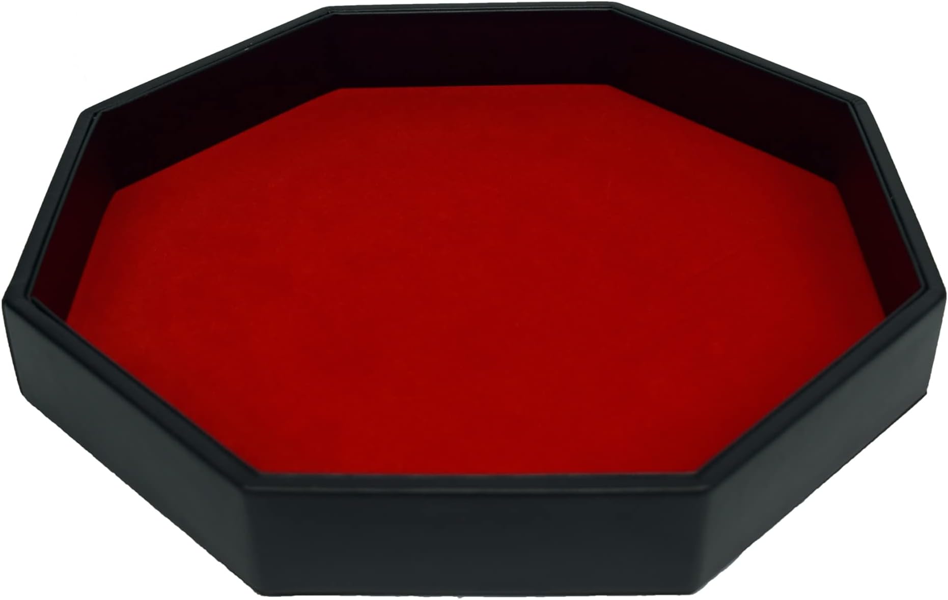 11.5 Inch Octagon Dice Rolling Tray PU Leather and Velvet (Red)