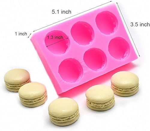 Miniatura 2 de Paquete de 2 moldes de silicona de macarrón 3D para fondant, moldes para hornear hamburguesas de macarrón, velas, magdalenas, decoración de