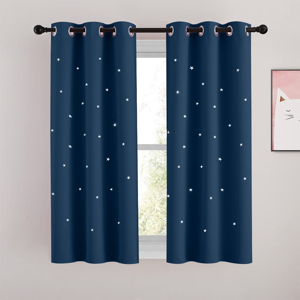 NICETOWN Kids Blackout Curtains for Boys Bedroom, Moroccan Blue, W34 x L54