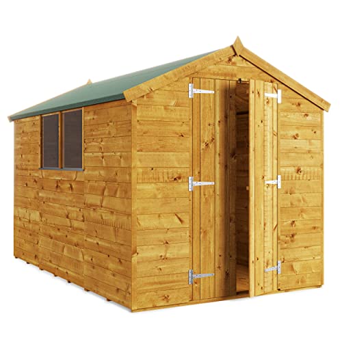 BillyOh Master 10x6 Wooden Garden Shed with Apex Roof – Versatile Windowed Garden Storage Shed Design, Wide Double Doors, Tongue and Groove Wood Cladding, Easy Assembly & Complete Kit Outdoor Storage