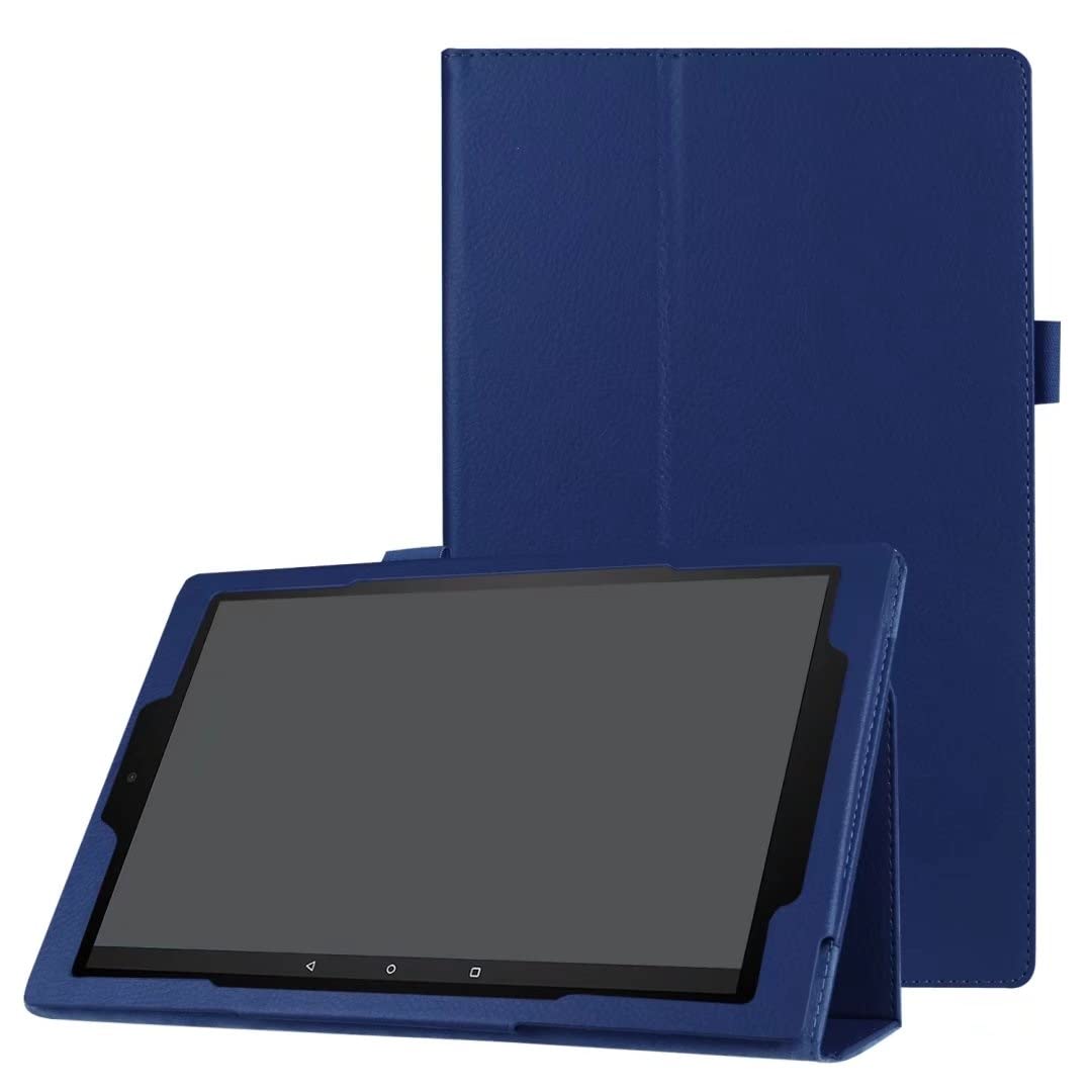 Pokrywa tabletu Tekstura skórzana futerał tabletki dla Kindle Fire HD8 (2015/2016/2017) Slim składany stojak Folio Protector Odpornaoprojowa pokrywa z uchwytem Strona główna tabletu(Dark blue)