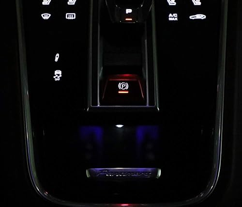 Miniatura 7 de iJDMTOY Cubierta decorativa de botón de liberación de freno de mano de aluminio rojo deportivo compatible con Porsche 2017 en adelante Panamera,