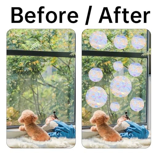 26 Stück Suncatcher Sticker,Fensteraufkleber,Sonnenfänger Fenster,Regenbogen Folie Fenster,Window Fenstersticker,Fensterfolie Regenbogeneffekt,Vogelschutz Aufkleber für Elektrostatische Adsorption