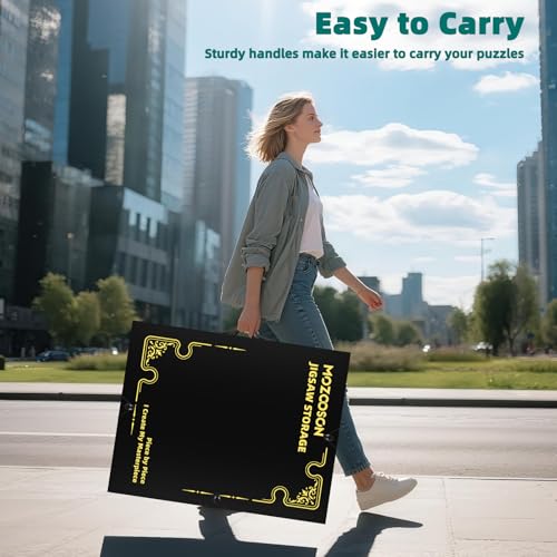 MOZOOSON Puzzle Aufbewahrung, Puzzlemappe für 1500 Teile Zubehör Tragbar mit 25 Taschen（50 Puzzles）, Größere Speicherkapazität, Staubdichtes und Schützendes