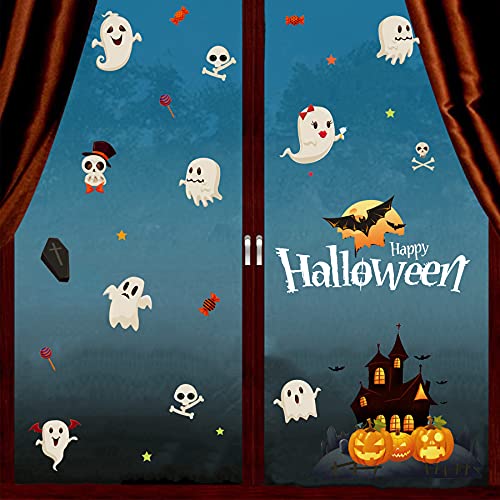 LONXAN Lot de 2 autocollants statiques pour fenêtre d'Halloween - En PVC - 50 x 35 cm Cover