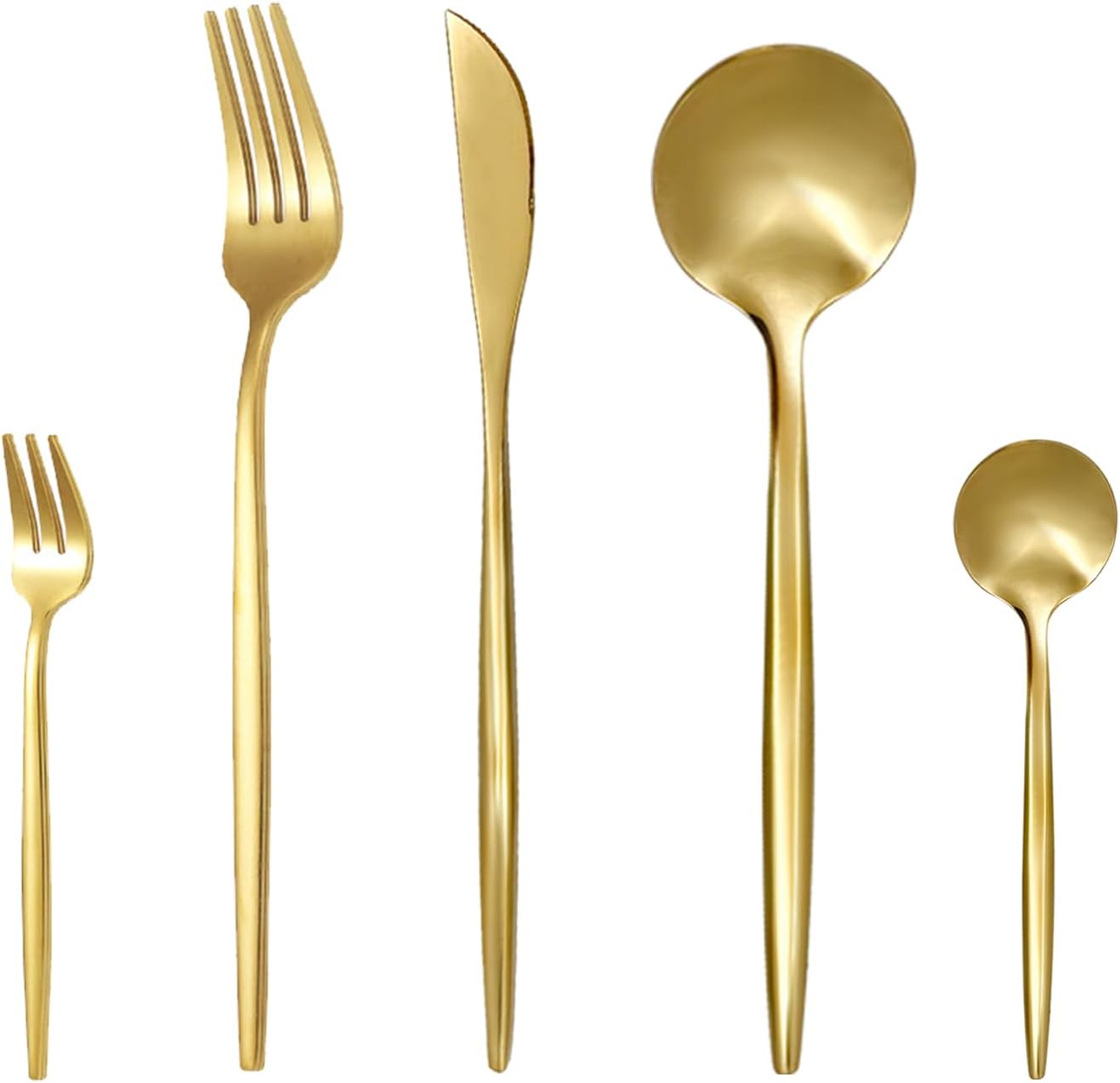 30 Piece Gold Silverware Set, Flatware Set for 6, Forks Spoons Set, Food-Grade Stainless Steel Cutlery Set (Gold)