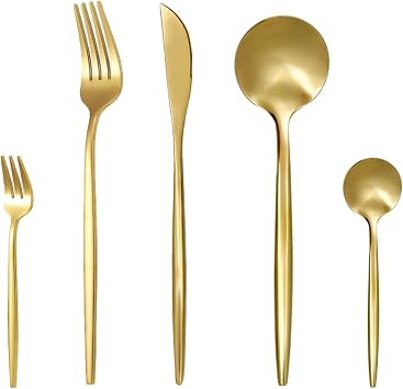 30 Piece Gold Silverware Set for 6