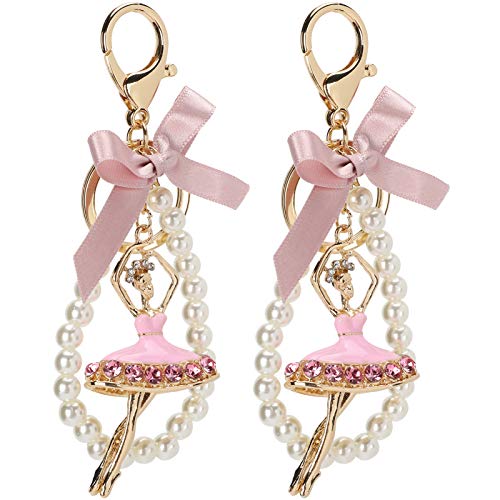 Llavero Brillante Para Monederos, Lindo Colgante De Niña De Ballet, Llavero De Metal Perla, Llaveros Elegantes Para Mujeres Y Niñas, Ideal Para Manualidades, Bolsos Y Llaves De Coche.