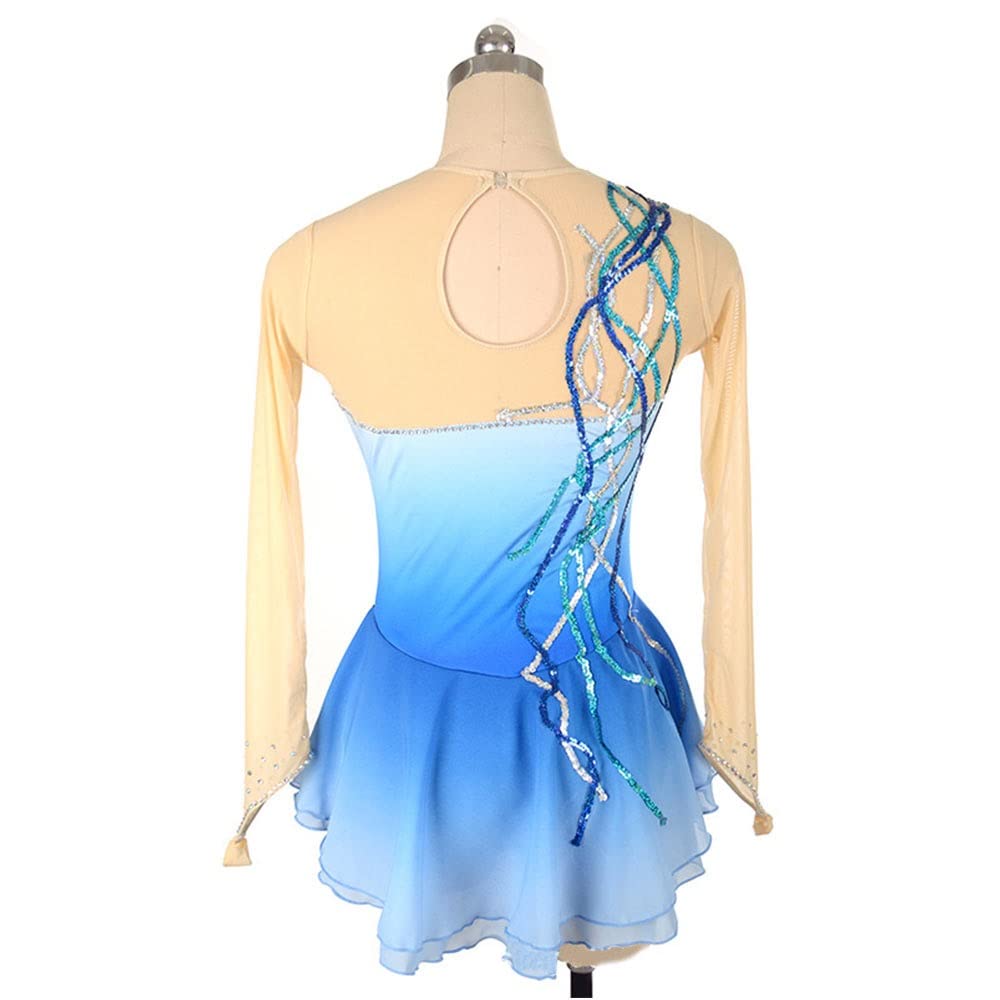 Wygwlg Vestito Da Pattinaggio Artistico A Maniche Lunghe Per Ragazze, Vestito Da Ballo Di Balletto In Rete Trasparente Con Strass Per Pattinaggio A Rotelle Per Tutte Le Età