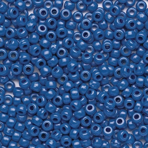 Colorations Blue Pony Beads for Kids Bracelets & Necklaces, Each 1/4"
