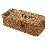 LOLIPPYY Caja de Pañuelos Multifuncional Grande de Ratán Imitación Soporte Confiable para Servilletas y Organizador de Escritorio para Hogar Oficina y Comedor