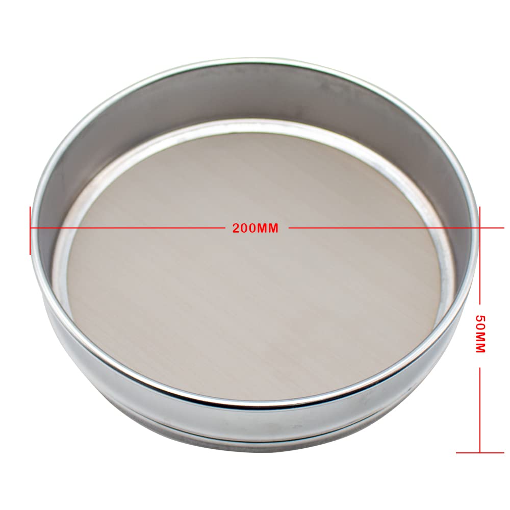 Jieotwice Laboratory Test Screen 20CM Standard Inspection Sieve 304 SUS Filter Mesh Chroming Frame Sampling Inspection Pharmacopeia Sieve (325 Mesh)